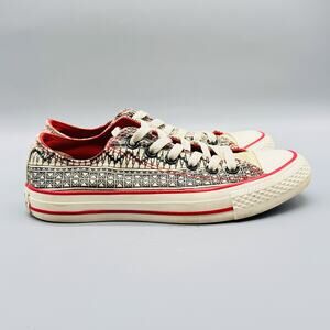 Converse All Star Shoes Womens 6.5 Brown Red Kimber Low Top Canvas Pattern